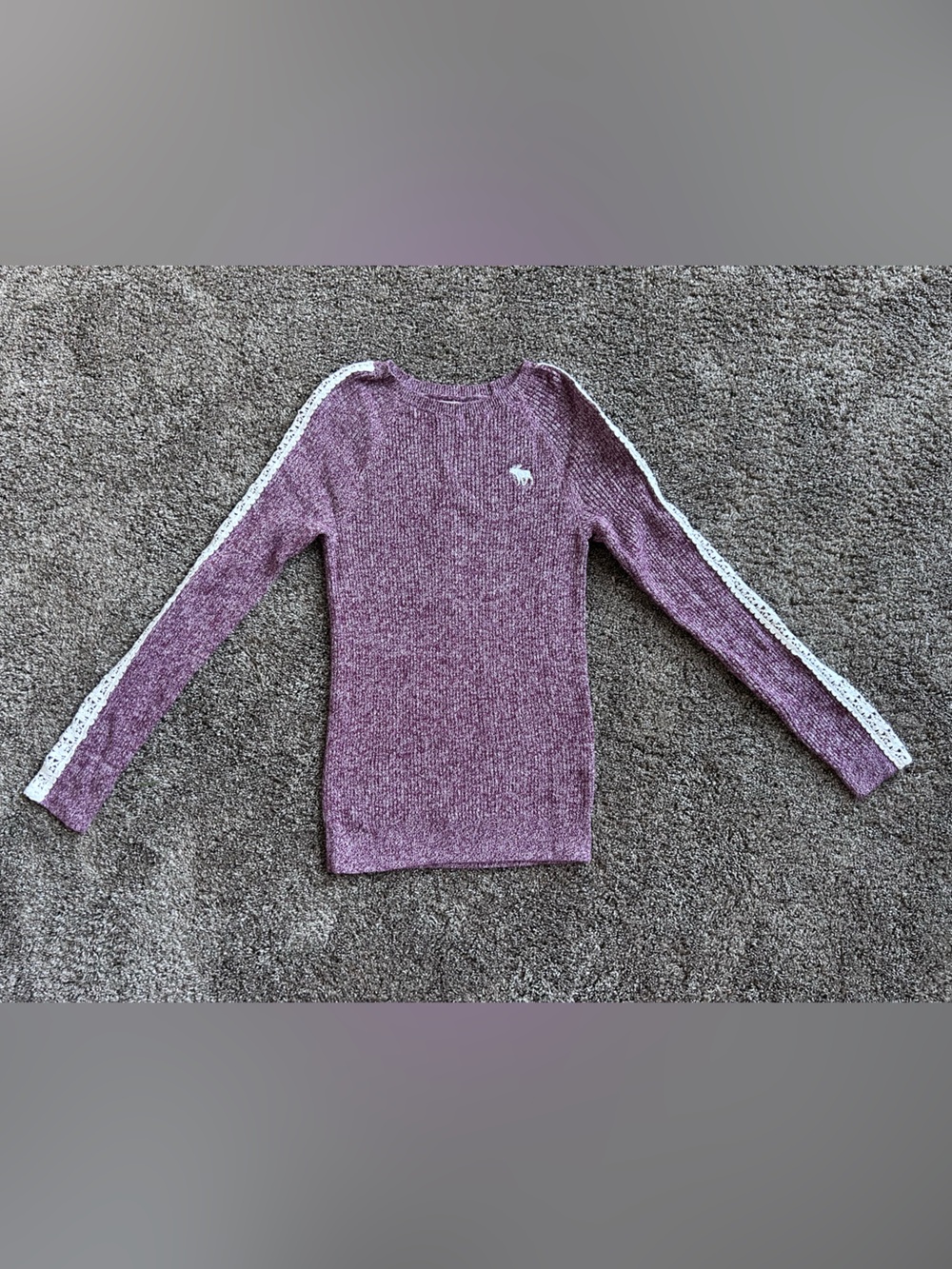 abercrombie kids Purple Knit Sweater with White Lace Trim Size 13/14